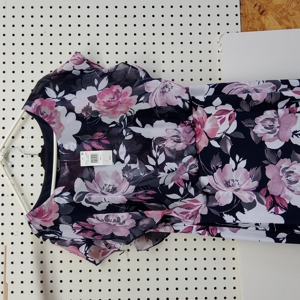 CONNECTED apparel dress size 14 NWT navy mauve floral